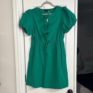 Green Puff Sleeve Dress